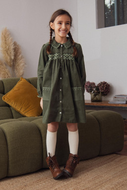 Cassie dress hand-smocked in velvet