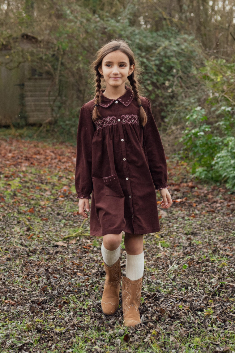 Cassie dress hand-smocked in velvet