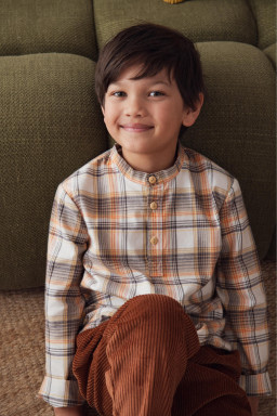 Chemise Emile tartan orange-crème