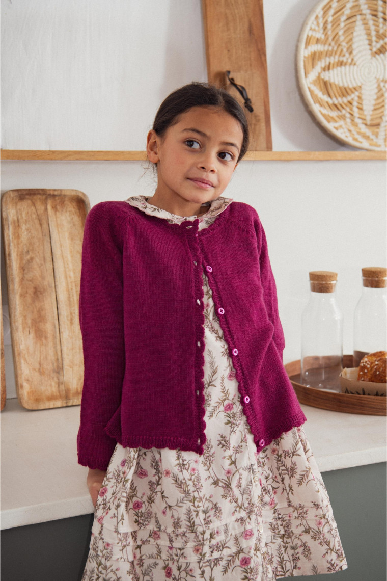 Luna scalloped cardigan in merino wool