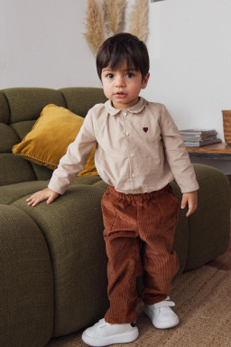 Mario embroidered baby shirt in velvet