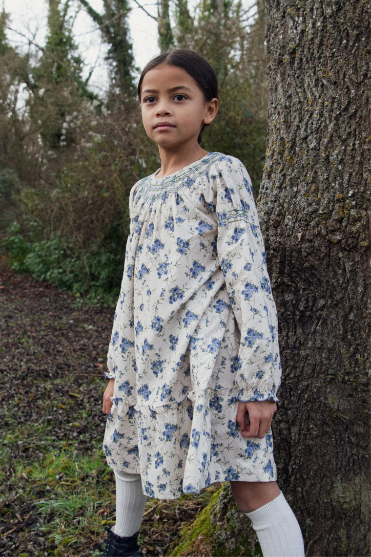 Marta dress hand-smocked in velvet