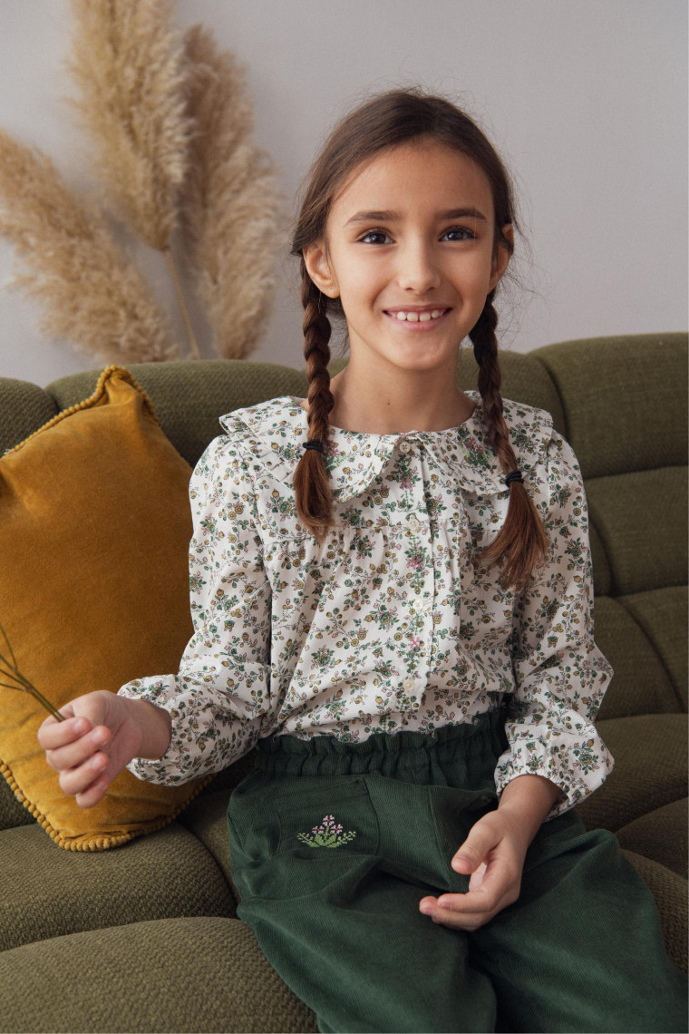 Pauli blouse with cross-stitch embroidery in Liberty
