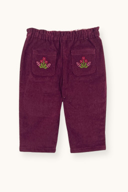 Bruges baby pants with cross-stitch embroideries