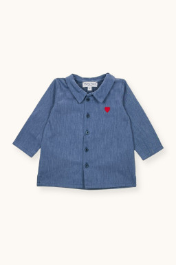 Mario embroidered baby shirt in chambray