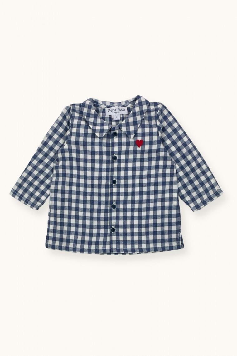 Chemise bébé brodée Mario en vichy