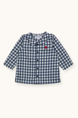 Mario embroidered baby shirt in gingham