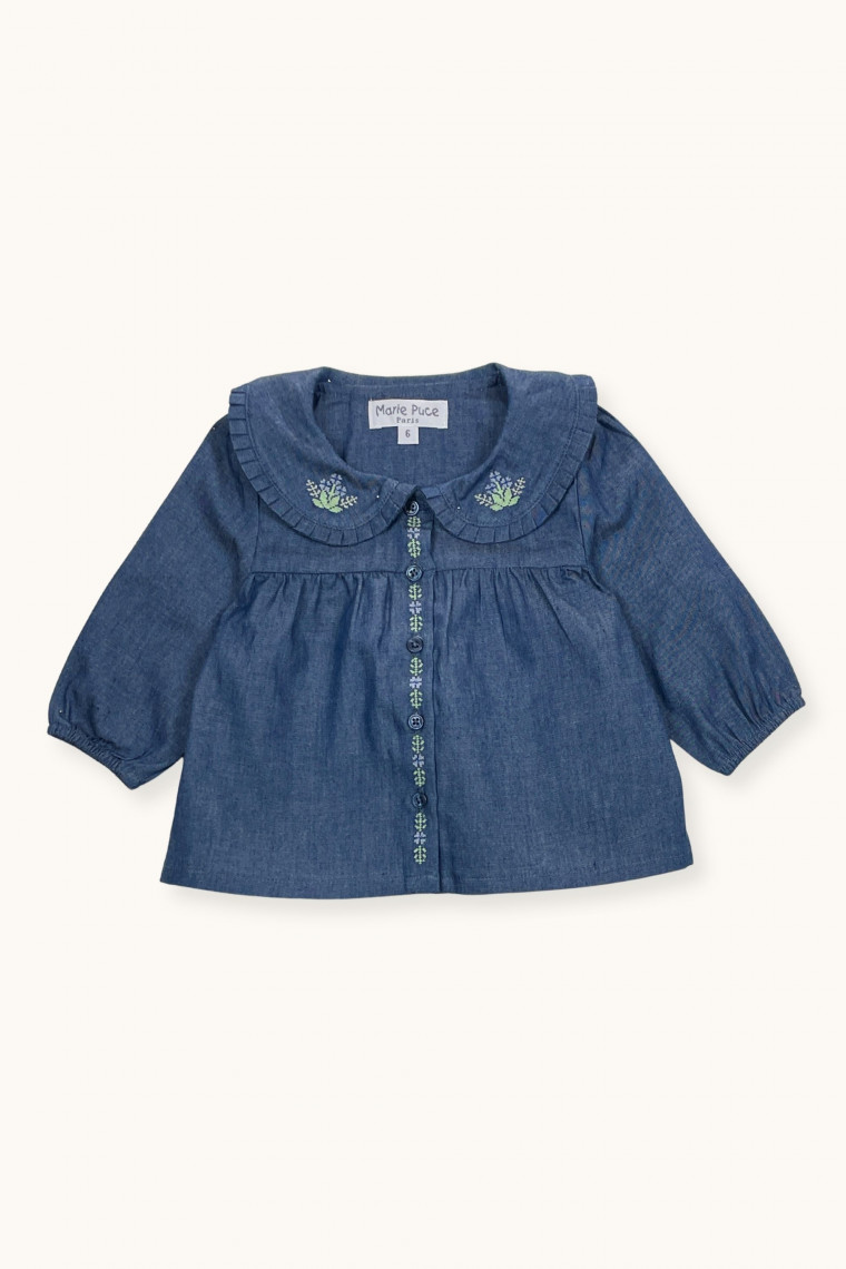 Blouse Pauli brodée en chambray