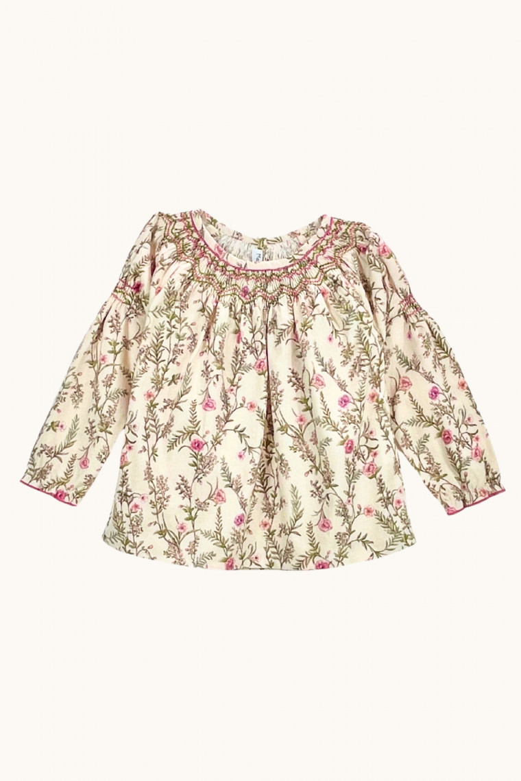 Alba blouse hand-smocked in flannel