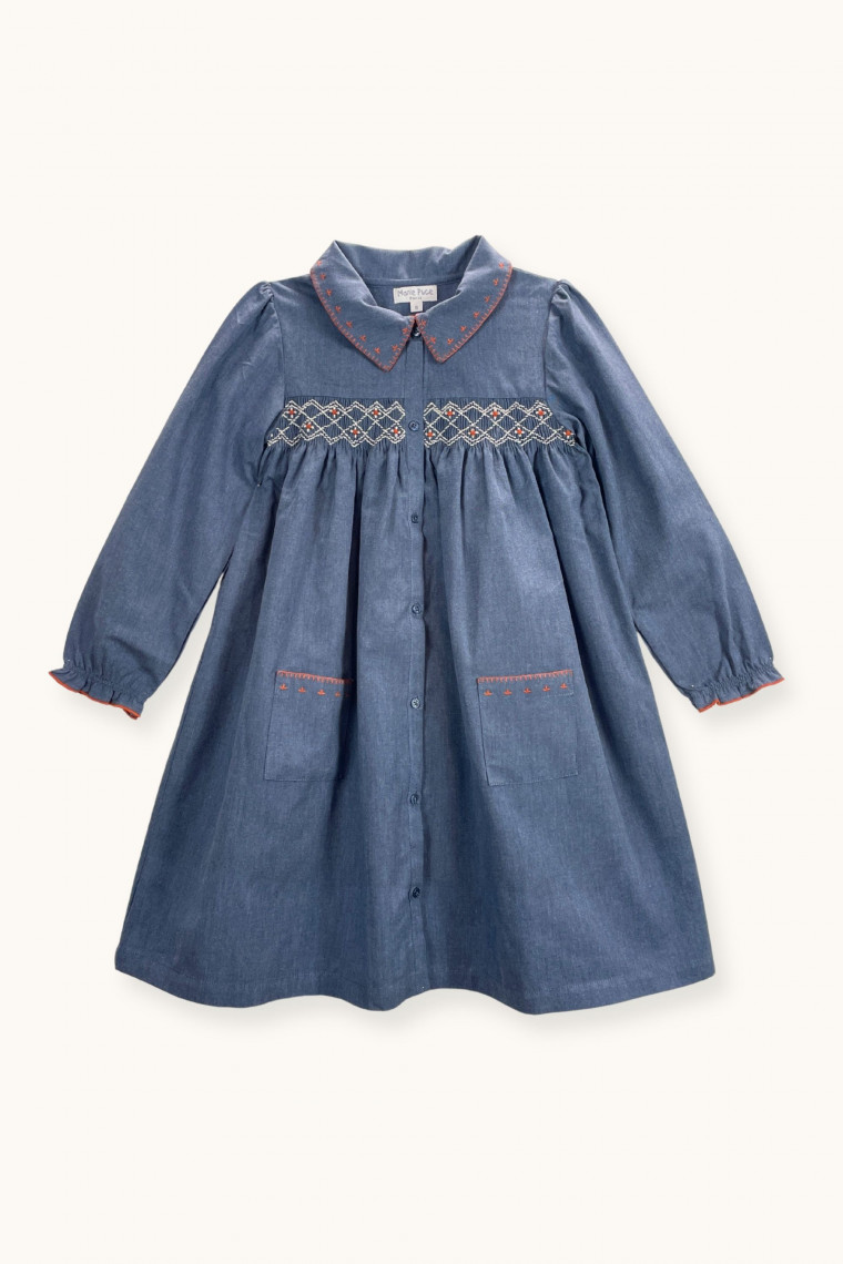 Robe Cassie smockée en chambray