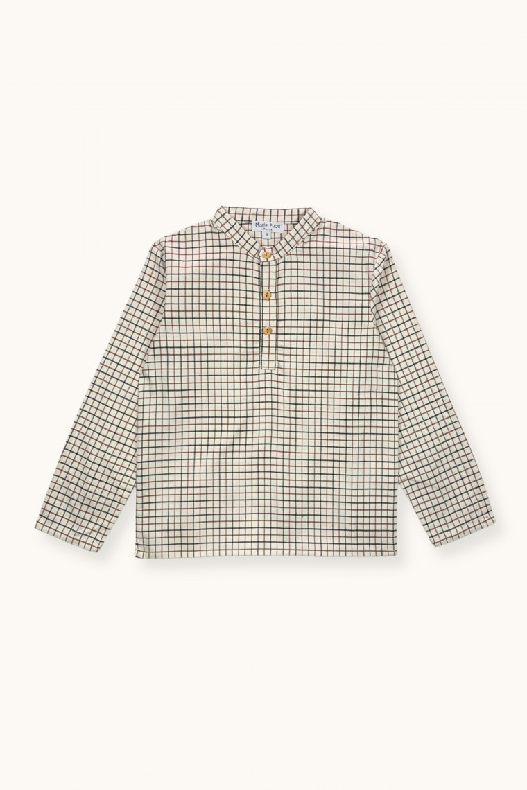 Chemise Emile carreaux chocolat-ivoire