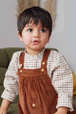 Emile baby shirt checks ivory-chocolate