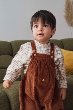 Emile baby shirt checks ivory-chocolate
