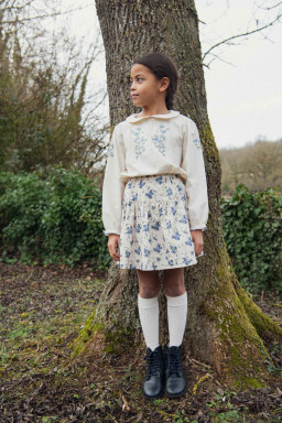 Jupe Sophie en velours blue flowers