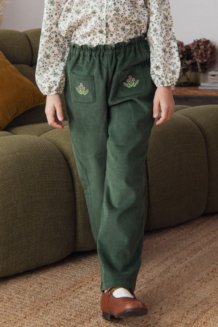 Bruges pants with cross-stitch embroideries