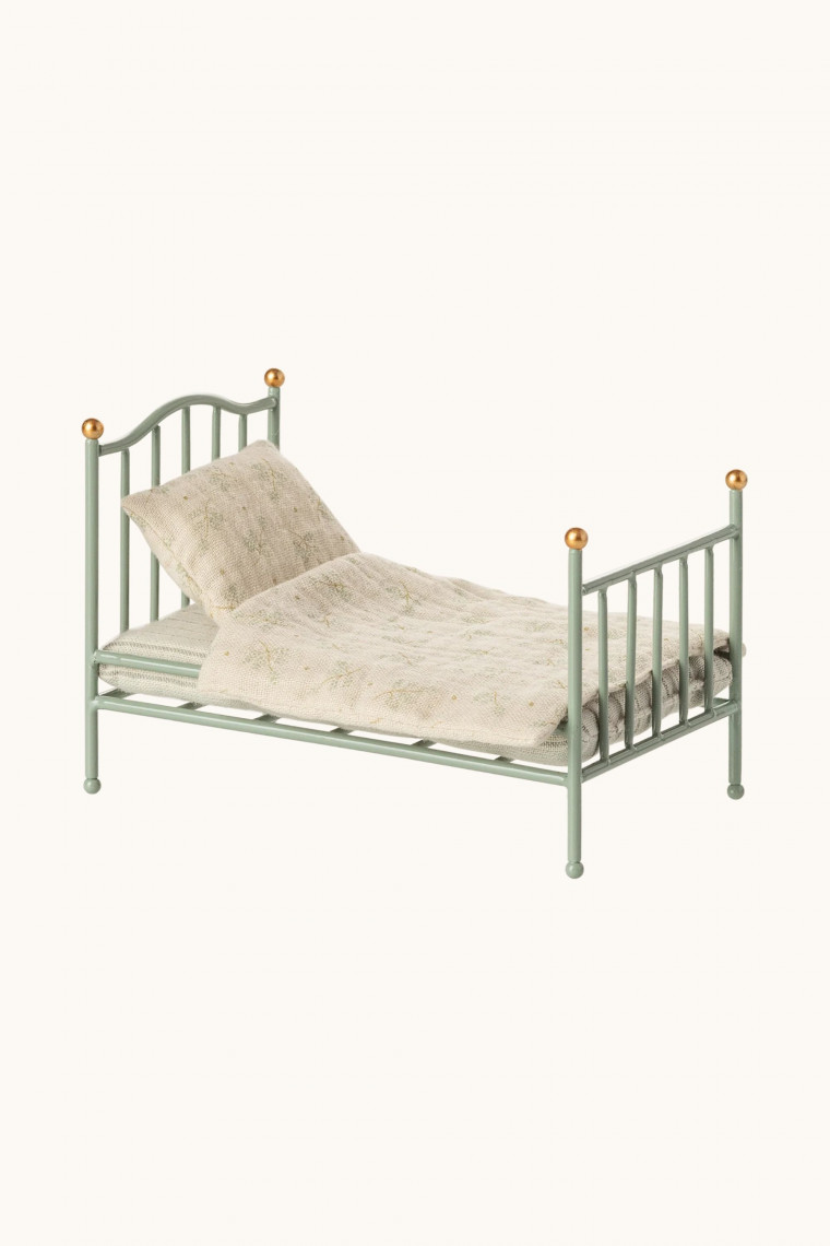Vintage mint Bed in metal For mice Maileg