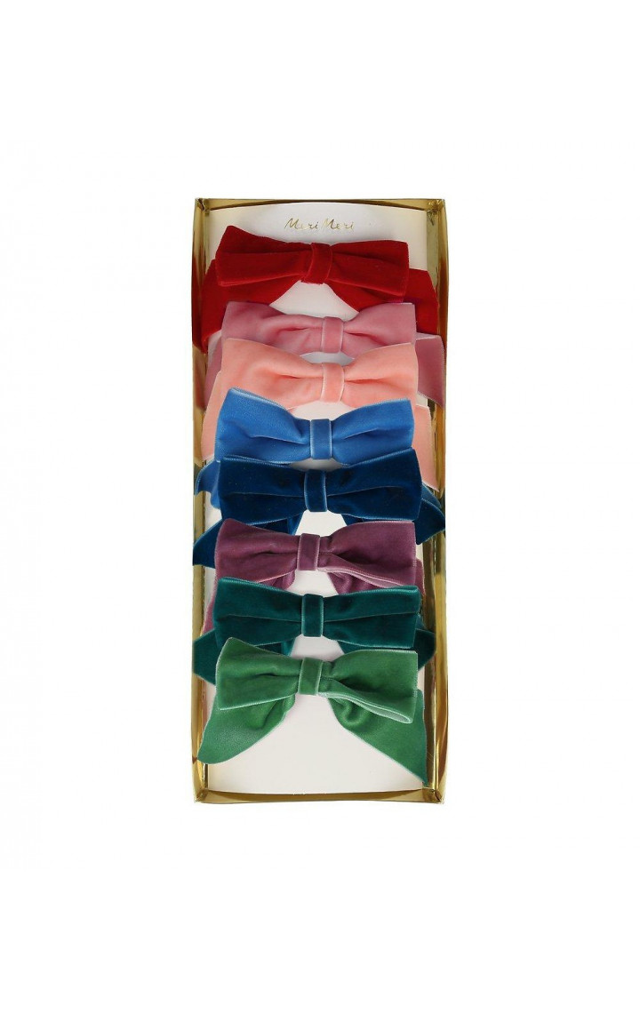 Set de 8 pinces cheveux noeud velour