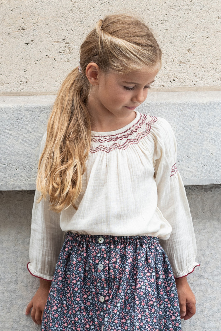 Alba hand smocked girl blouse