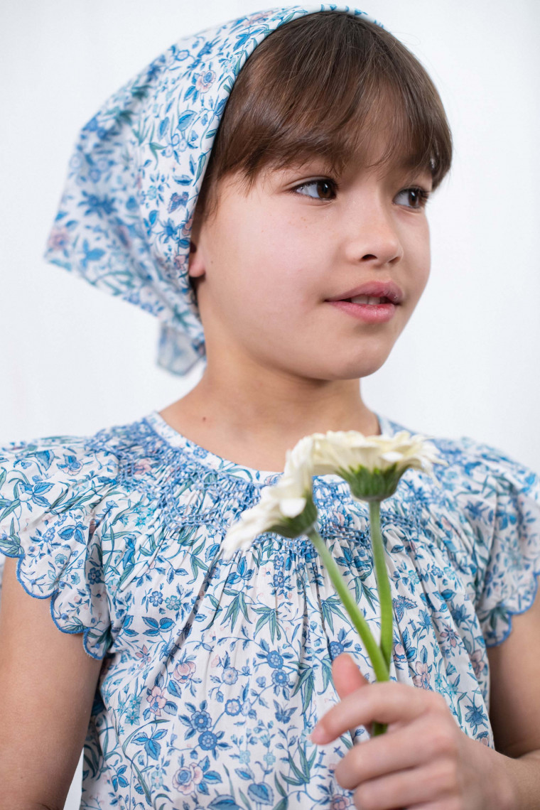 Smocked blouse in Liberty Paloma