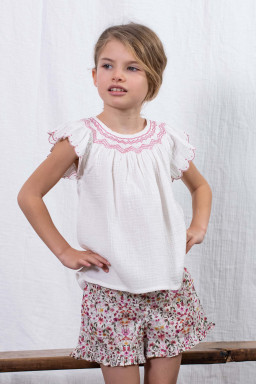Smocked blouse Paloma in organic double gauze