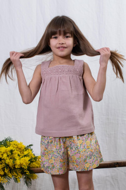 Carla blouse for girl in organic double gauze