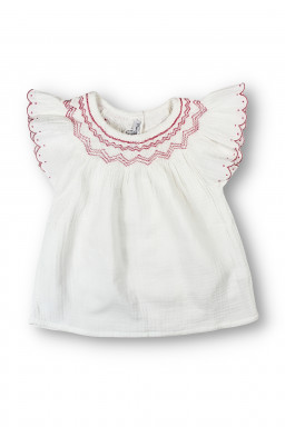 Smocked blouse Paloma in organic double gauze