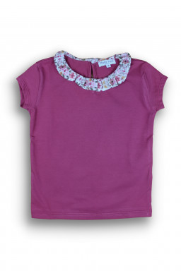 T-Shirt with "froufrou" collar in organic cotton