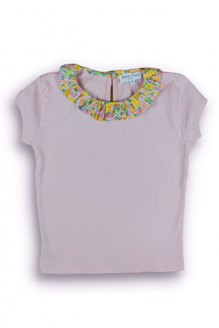 T-Shirt with "froufrou" collar in organic cotton