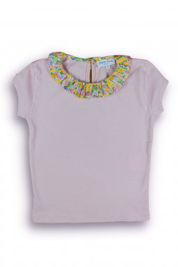 T-Shirt with "froufrou" collar in organic cotton