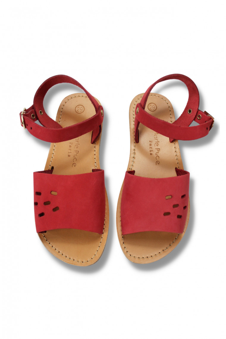 Sandale Pauline en nubuck framboise