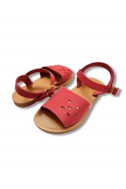 Sandale Pauline en nubuck framboise