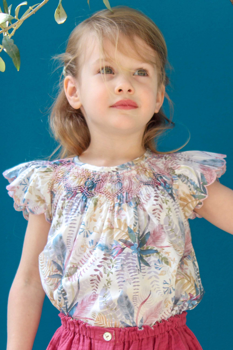 Smocked blouse in Liberty Paloma