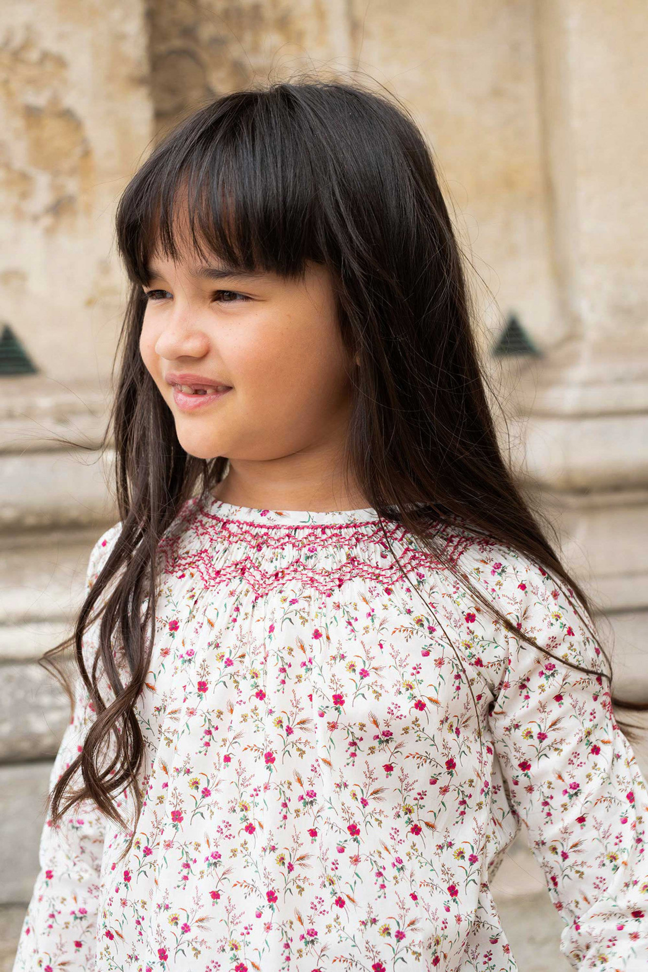 Blouse fille smockee Alba Marie Puce Paris v tements de