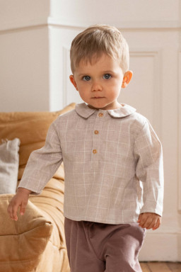 chemise bébé carreaux lin