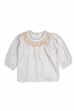 blouse bébé en double gaze à carreaux