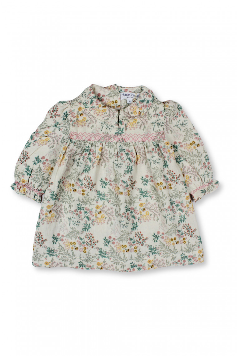 Barboteuse bébé fille en tissu Liberty - Rose/multico