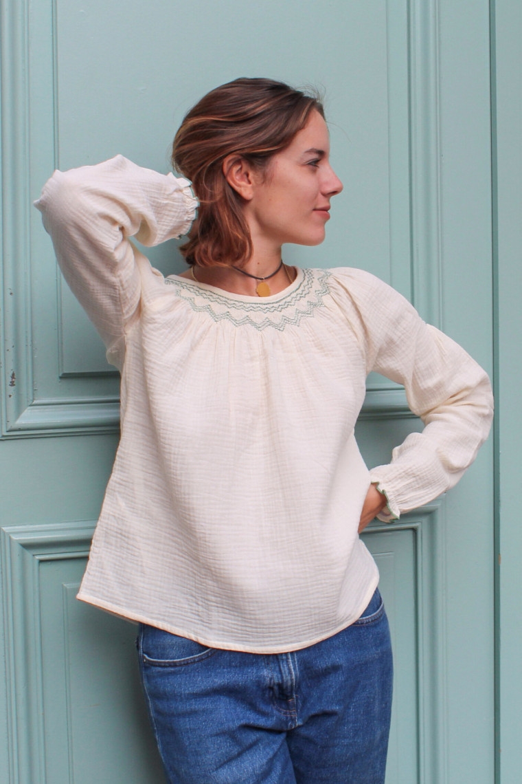 Blouse femme bohème en double gaze