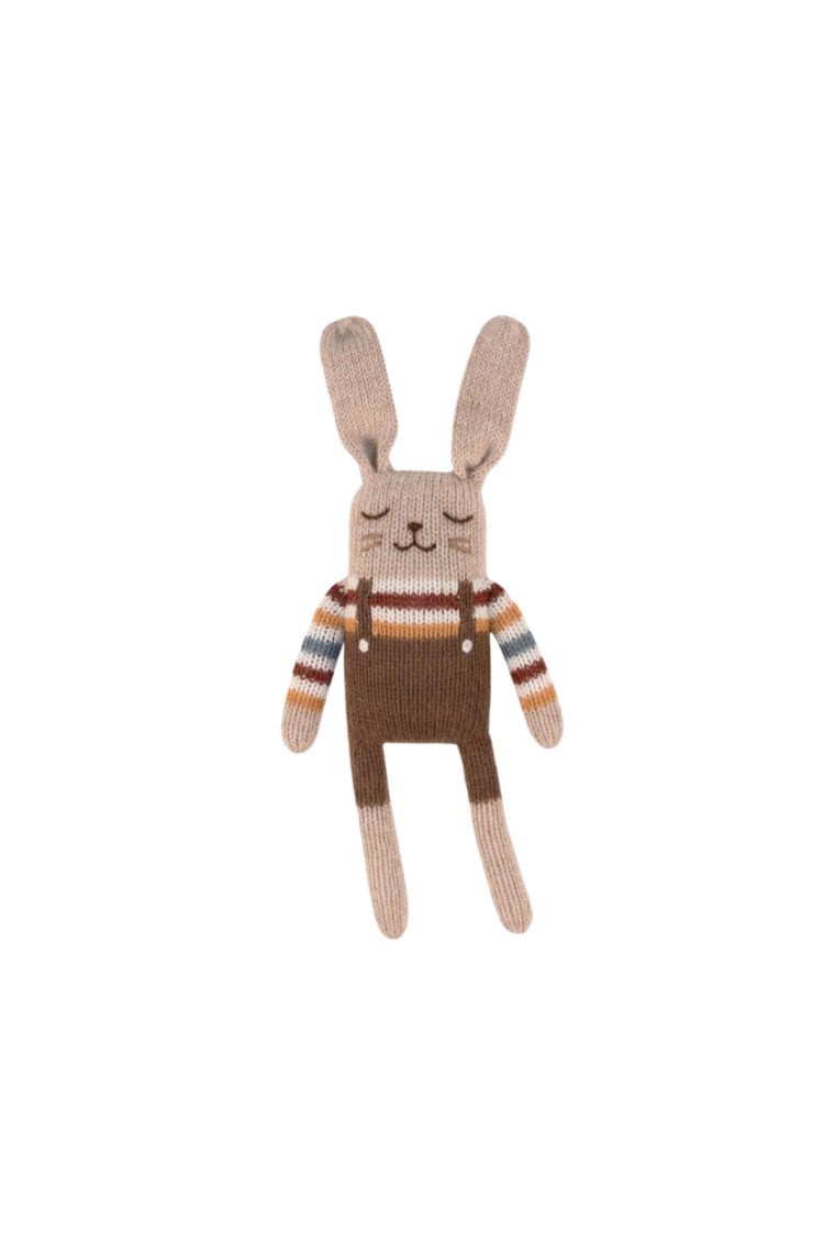 Doudou lapin pull arc en ciel