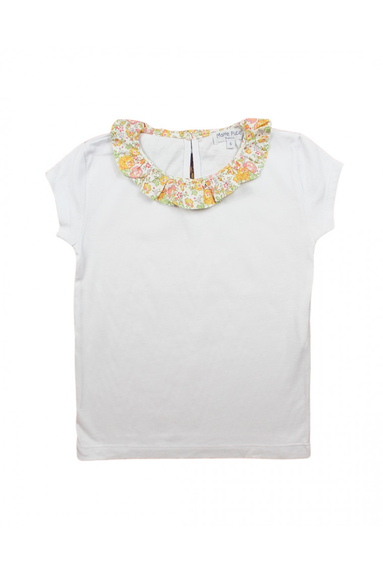 T-Shirt with "froufrou" collar in organic cotton