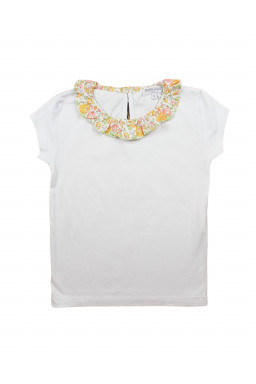 T-Shirt with "froufrou" collar in organic cotton