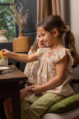 Smocked blouse in Liberty Paloma