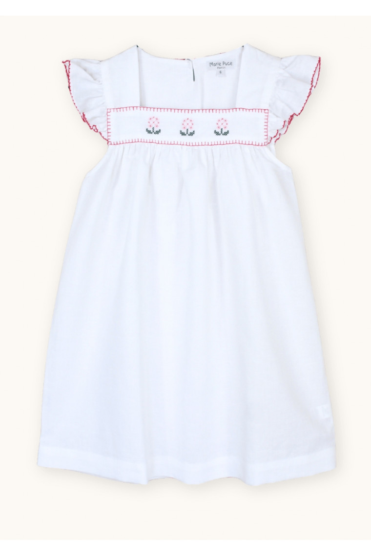 Robe fille MARIE en lin brodée