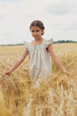 Marie dress in linen embroidered