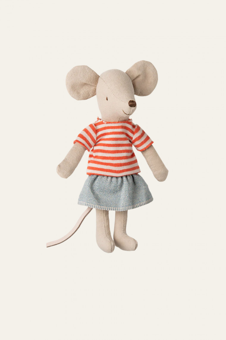 Souris big sister , T-shirt rayé rouge