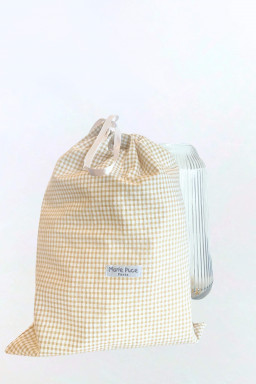 Sac pochon Vichy beige Petit modèle