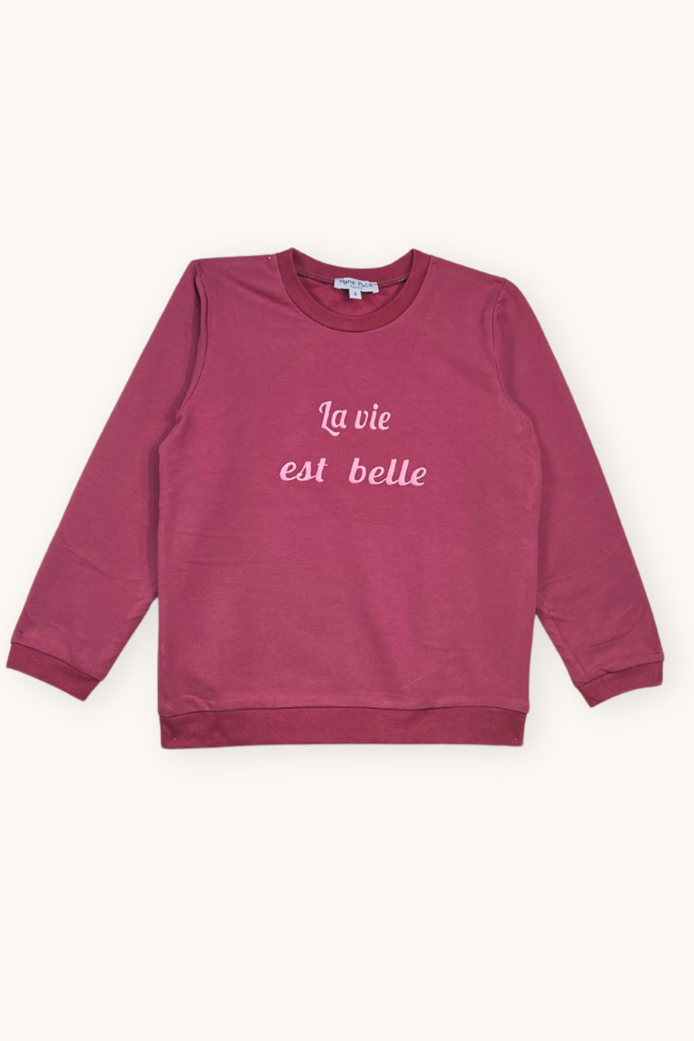 Sweat La vie est belle brodé