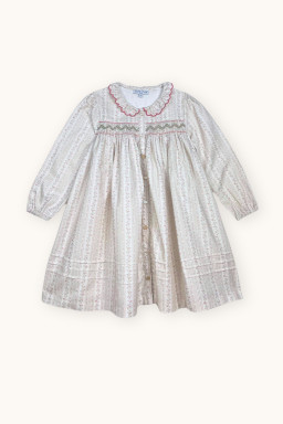 Amanda hand-smocked dress in organic twill