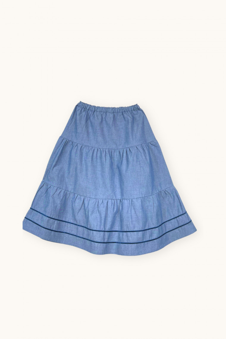 Jupe longue Bohème en chambray bio