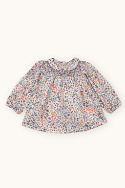 Confetti smocked baby blouse in Liberty