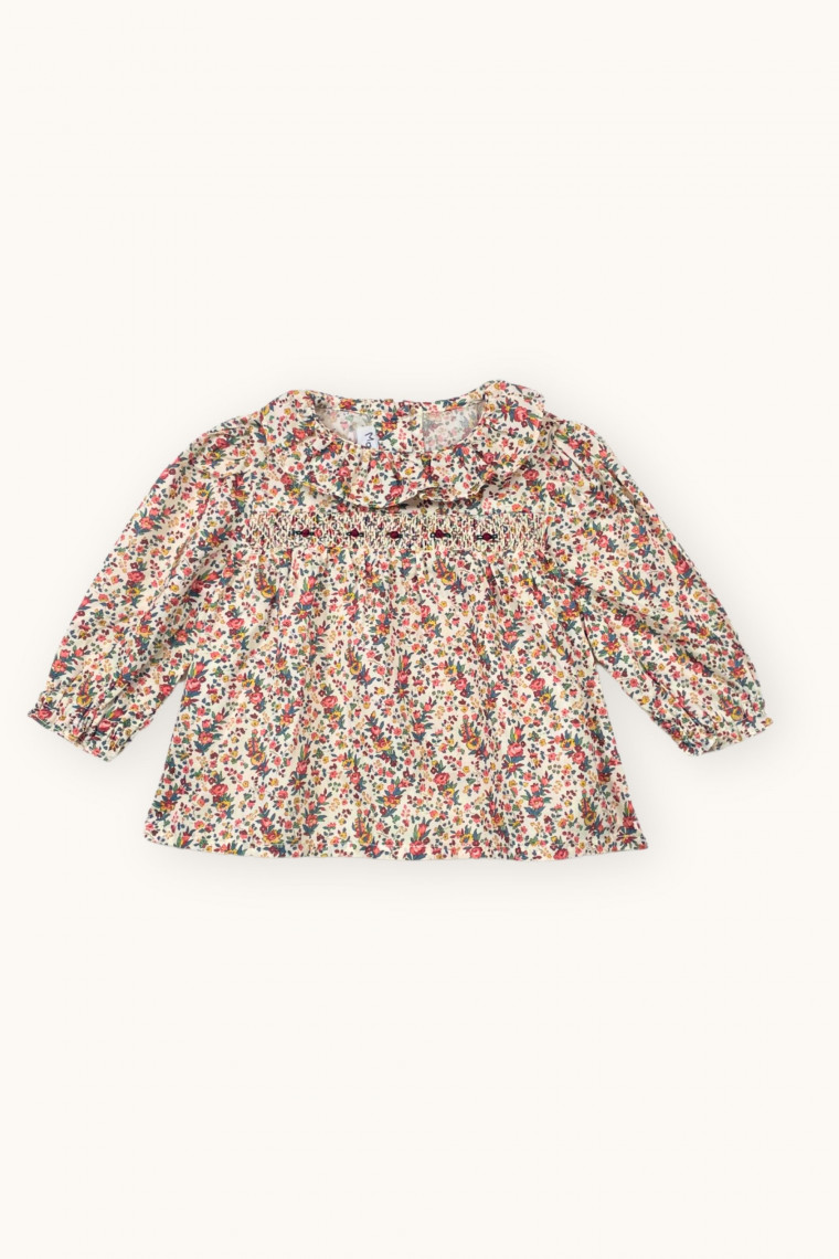 Solene smockee baby blouse in Liberty